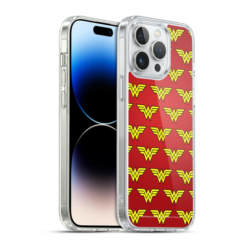 Wonder Woman DC Comics Logos Pattern Soft Gel Case for Apple iPhone 14 Pro Max