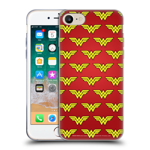 Wonder Woman DC Comics Logos Pattern Soft Gel Case for Apple iPhone 7 / 8 / SE 2020 & 2022