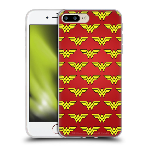 Wonder Woman DC Comics Logos Pattern Soft Gel Case for Apple iPhone 7 Plus / iPhone 8 Plus