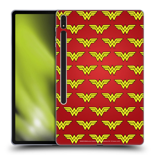Wonder Woman DC Comics Logos Pattern Soft Gel Case for Samsung Galaxy Tab S8 Plus