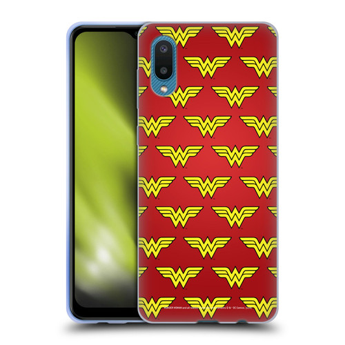 Wonder Woman DC Comics Logos Pattern Soft Gel Case for Samsung Galaxy A02/M02 (2021)