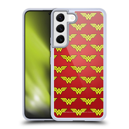 Wonder Woman DC Comics Logos Pattern Soft Gel Case for Samsung Galaxy S22 5G