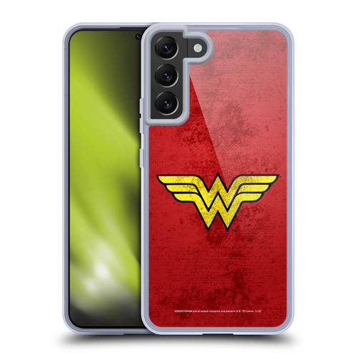 Wonder Woman DC Comics Logos Distressed Look Soft Gel Case for Samsung Galaxy S22+ 5G