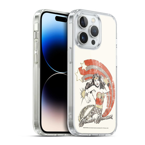 Wonder Woman DC Comics Vintage Art Distressed Look Soft Gel Case for Apple iPhone 13 Pro & MagSafe