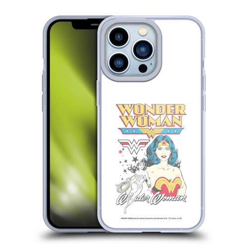 Wonder Woman DC Comics Vintage Art White Soft Gel Case for Apple iPhone 13 Pro