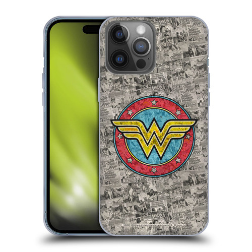 Wonder Woman DC Comics Vintage Art Comics Logo Soft Gel Case for Apple iPhone 14 Pro Max