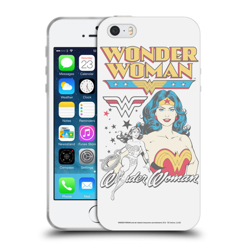 Wonder Woman DC Comics Vintage Art White Soft Gel Case for Apple iPhone 5 / 5s / iPhone SE 2016