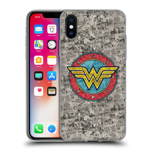 Wonder Woman DC Comics Vintage Art Comics Logo Soft Gel Case for Apple iPhone X / iPhone XS