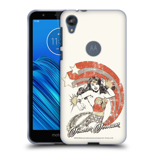 Wonder Woman DC Comics Vintage Art Distressed Look Soft Gel Case for Motorola Moto E6