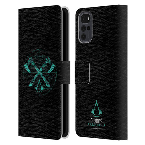 Assassin's Creed Valhalla Compositions Dual Axes Leather Book Wallet Case Cover For Motorola Moto G22