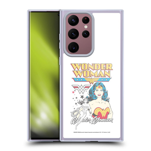 Wonder Woman DC Comics Vintage Art White Soft Gel Case for Samsung Galaxy S22 Ultra 5G