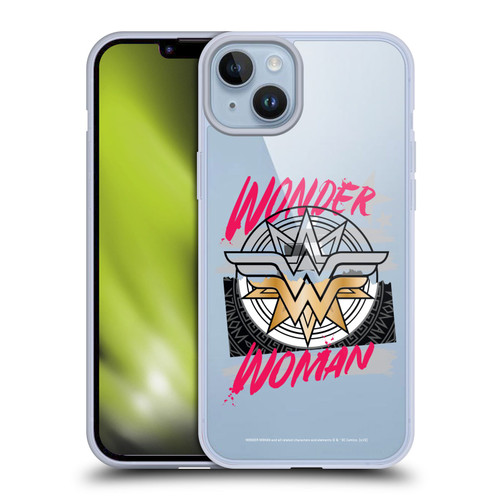 Wonder Woman DC Comics Graphic Arts Shield Soft Gel Case for Apple iPhone 14 Plus & MagSafe