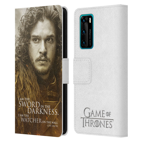 HBO Game of Thrones Character Portraits Jon Snow Leather Book Wallet Case Cover For Huawei P40 5G