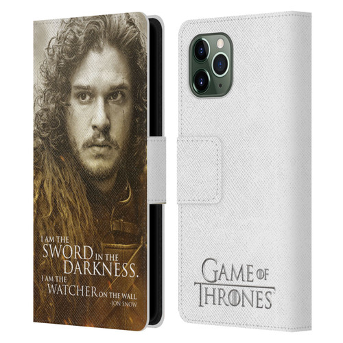 HBO Game of Thrones Character Portraits Jon Snow Leather Book Wallet Case Cover For Apple iPhone 11 Pro