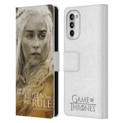 HBO Game of Thrones Character Portraits Daenerys Targaryen Leather Book Wallet Case Cover For Motorola Moto G52