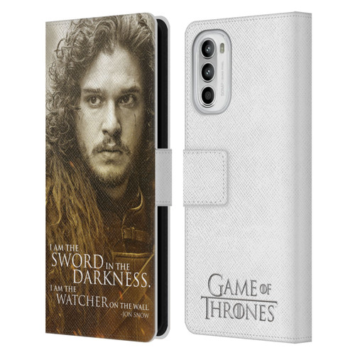 HBO Game of Thrones Character Portraits Jon Snow Leather Book Wallet Case Cover For Motorola Moto G52