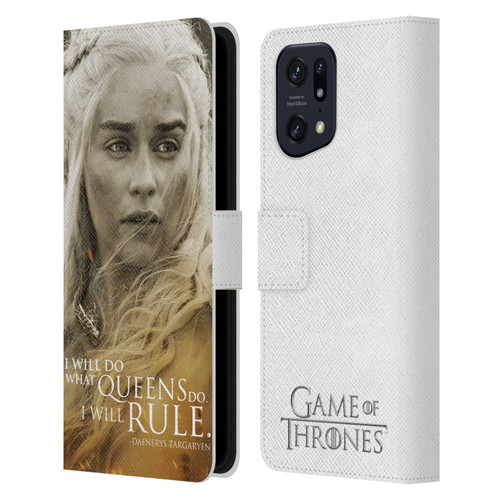 HBO Game of Thrones Character Portraits Daenerys Targaryen Leather Book Wallet Case Cover For OPPO Find X5