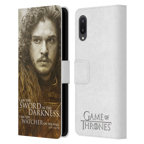 HBO Game of Thrones Character Portraits Jon Snow Leather Book Wallet Case Cover For Samsung Galaxy A02/M02 (2021)