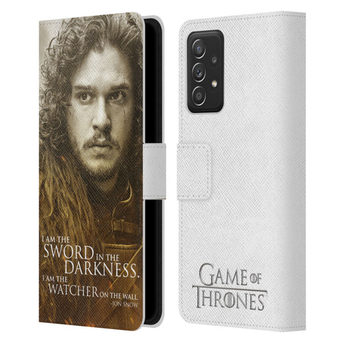HBO Game of Thrones Character Portraits Jon Snow Leather Book Wallet Case Cover For Samsung Galaxy A52 / A52s / 5G (2021)