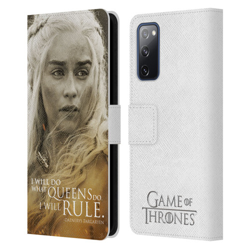 HBO Game of Thrones Character Portraits Daenerys Targaryen Leather Book Wallet Case Cover For Samsung Galaxy S20 FE / 5G