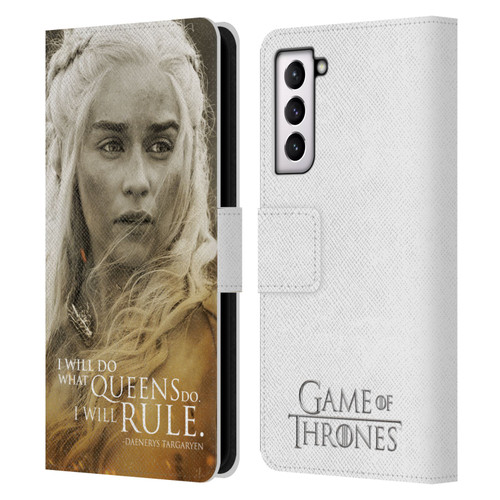 HBO Game of Thrones Character Portraits Daenerys Targaryen Leather Book Wallet Case Cover For Samsung Galaxy S21 5G