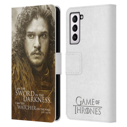 HBO Game of Thrones Character Portraits Jon Snow Leather Book Wallet Case Cover For Samsung Galaxy S21 5G