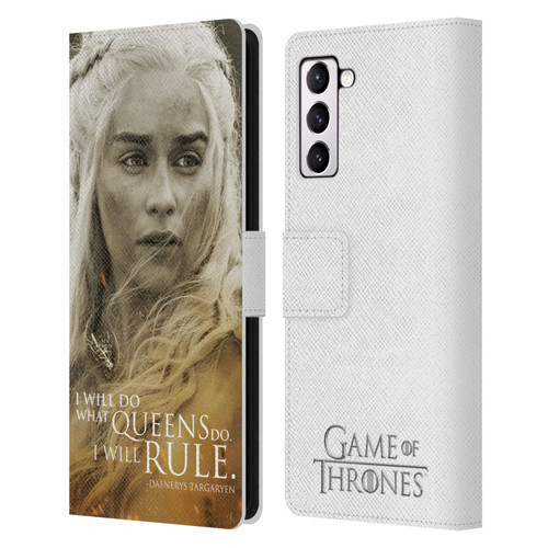 HBO Game of Thrones Character Portraits Daenerys Targaryen Leather Book Wallet Case Cover For Samsung Galaxy S21+ 5G