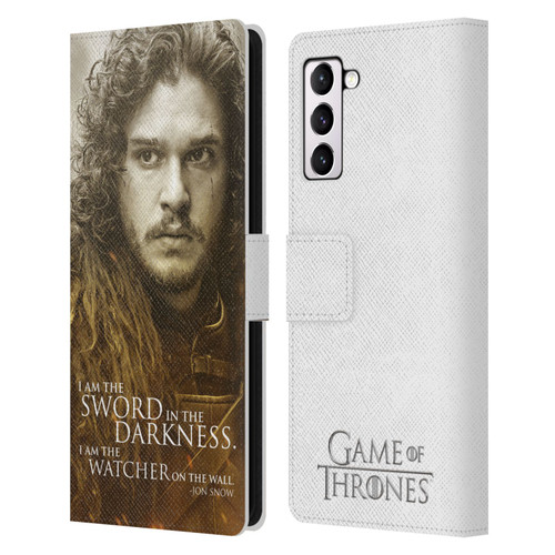 HBO Game of Thrones Character Portraits Jon Snow Leather Book Wallet Case Cover For Samsung Galaxy S21+ 5G