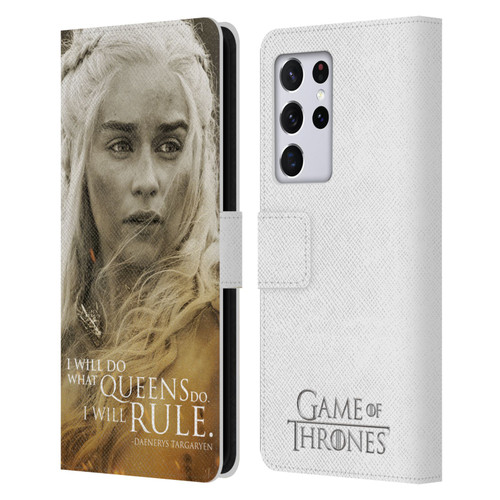 HBO Game of Thrones Character Portraits Daenerys Targaryen Leather Book Wallet Case Cover For Samsung Galaxy S21 Ultra 5G