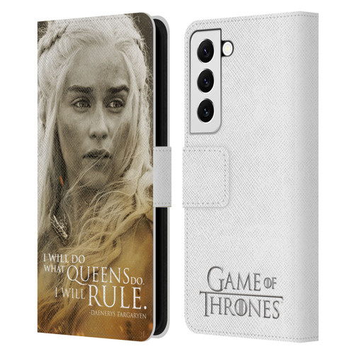HBO Game of Thrones Character Portraits Daenerys Targaryen Leather Book Wallet Case Cover For Samsung Galaxy S22 5G