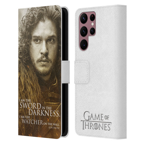 HBO Game of Thrones Character Portraits Jon Snow Leather Book Wallet Case Cover For Samsung Galaxy S22 Ultra 5G