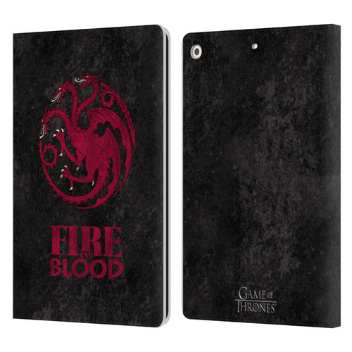 HBO Game of Thrones Dark Distressed Look Sigils Targaryen Leather Book Wallet Case Cover For Apple iPad 10.2 2019/2020/2021