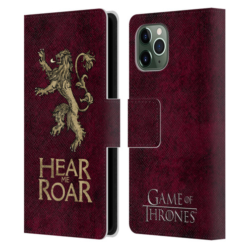 HBO Game of Thrones Dark Distressed Look Sigils Lannister Leather Book Wallet Case Cover For Apple iPhone 11 Pro