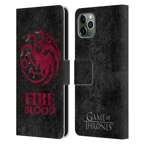 HBO Game of Thrones Dark Distressed Look Sigils Targaryen Leather Book Wallet Case Cover For Apple iPhone 11 Pro Max