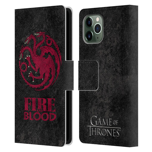 HBO Game of Thrones Dark Distressed Look Sigils Targaryen Leather Book Wallet Case Cover For Apple iPhone 11 Pro