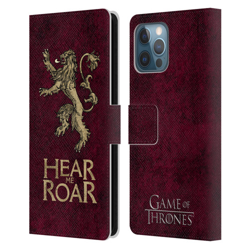HBO Game of Thrones Dark Distressed Look Sigils Lannister Leather Book Wallet Case Cover For Apple iPhone 12 Pro Max