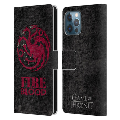 HBO Game of Thrones Dark Distressed Look Sigils Targaryen Leather Book Wallet Case Cover For Apple iPhone 12 Pro Max