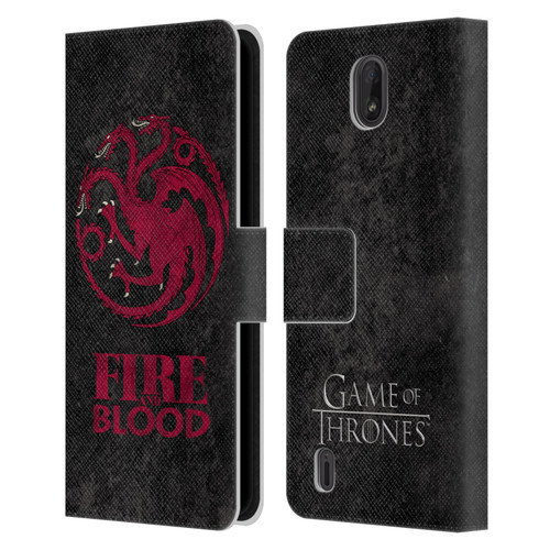 HBO Game of Thrones Dark Distressed Look Sigils Targaryen Leather Book Wallet Case Cover For Nokia C01 Plus/C1 2nd Edition