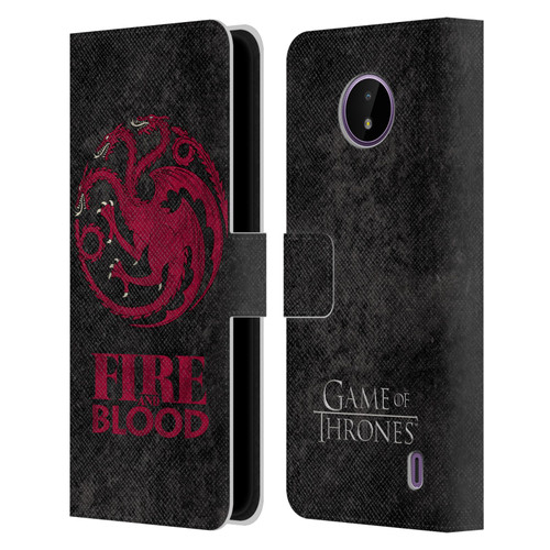HBO Game of Thrones Dark Distressed Look Sigils Targaryen Leather Book Wallet Case Cover For Nokia C10 / C20