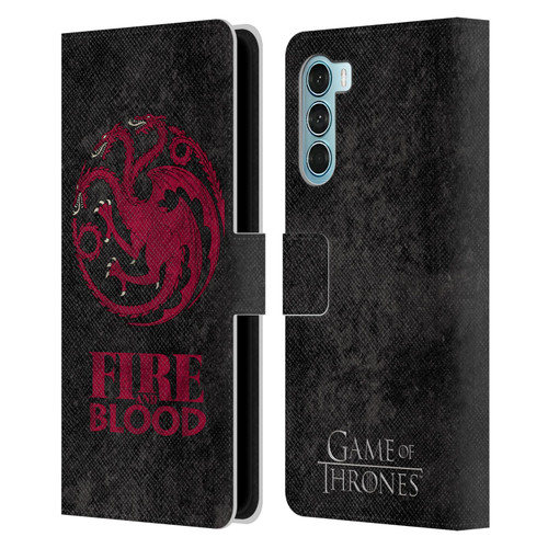 HBO Game of Thrones Dark Distressed Look Sigils Targaryen Leather Book Wallet Case Cover For Motorola Edge S30 / Moto G200 5G