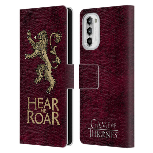 HBO Game of Thrones Dark Distressed Look Sigils Lannister Leather Book Wallet Case Cover For Motorola Moto G52