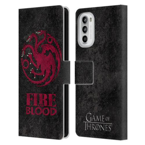 HBO Game of Thrones Dark Distressed Look Sigils Targaryen Leather Book Wallet Case Cover For Motorola Moto G52