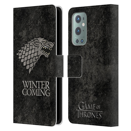 HBO Game of Thrones Dark Distressed Look Sigils Stark Leather Book Wallet Case Cover For OnePlus 9