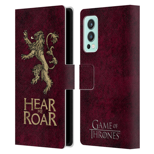 HBO Game of Thrones Dark Distressed Look Sigils Lannister Leather Book Wallet Case Cover For OnePlus Nord 2 5G