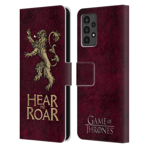 HBO Game of Thrones Dark Distressed Look Sigils Lannister Leather Book Wallet Case Cover For Samsung Galaxy A13 (2022)