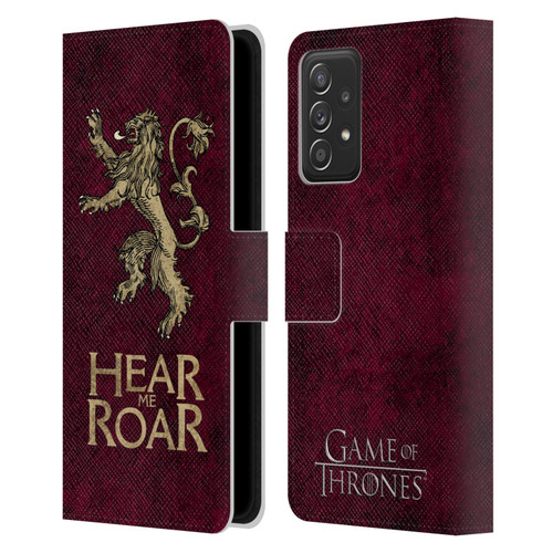 HBO Game of Thrones Dark Distressed Look Sigils Lannister Leather Book Wallet Case Cover For Samsung Galaxy A52 / A52s / 5G (2021)