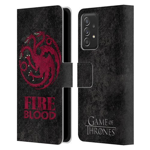 HBO Game of Thrones Dark Distressed Look Sigils Targaryen Leather Book Wallet Case Cover For Samsung Galaxy A52 / A52s / 5G (2021)