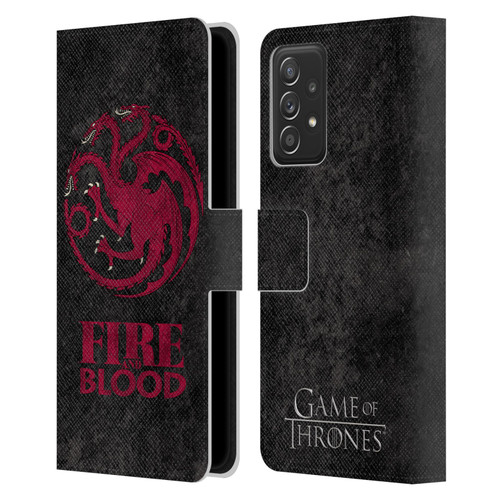 HBO Game of Thrones Dark Distressed Look Sigils Targaryen Leather Book Wallet Case Cover For Samsung Galaxy A53 5G (2022)