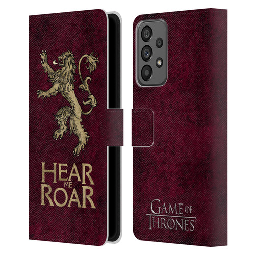 HBO Game of Thrones Dark Distressed Look Sigils Lannister Leather Book Wallet Case Cover For Samsung Galaxy A73 5G (2022)