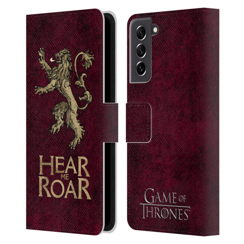 HBO Game of Thrones Dark Distressed Look Sigils Lannister Leather Book Wallet Case Cover For Samsung Galaxy S21 FE 5G